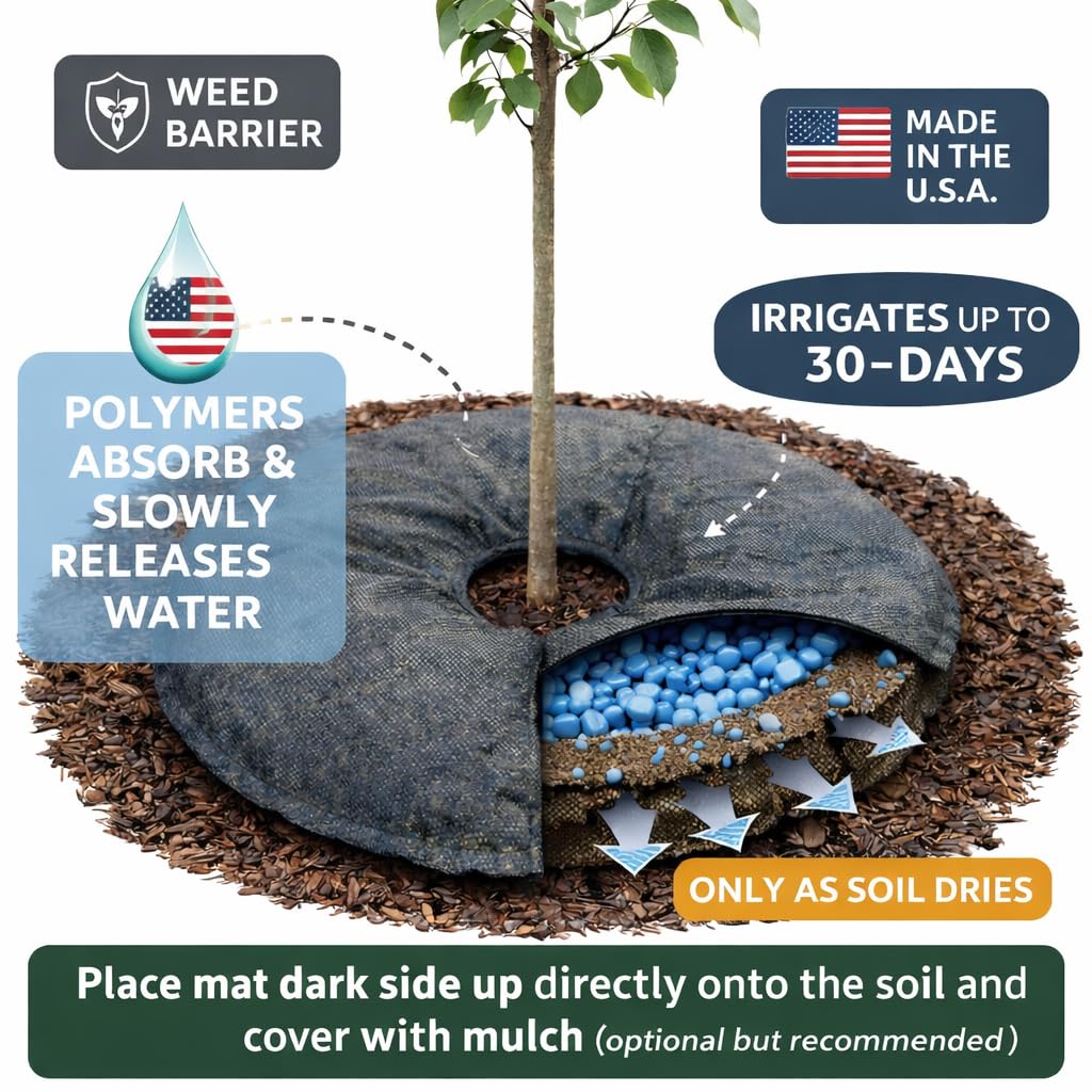 SteadySpring 24-inch tree mat long-life durability rated for 3-5 years.