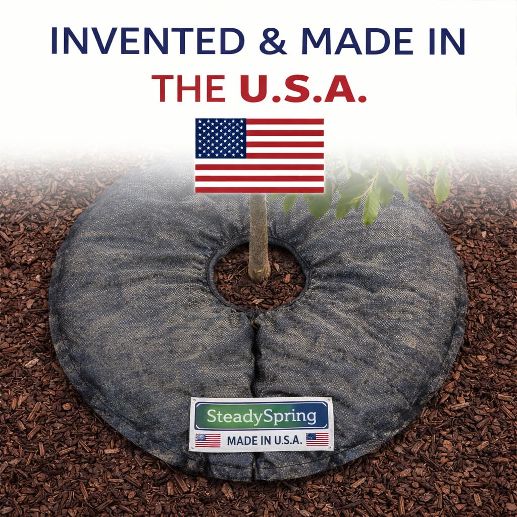 SteadySpring 24-inch tree mat soak guidance encourages proper pre-soak duration.