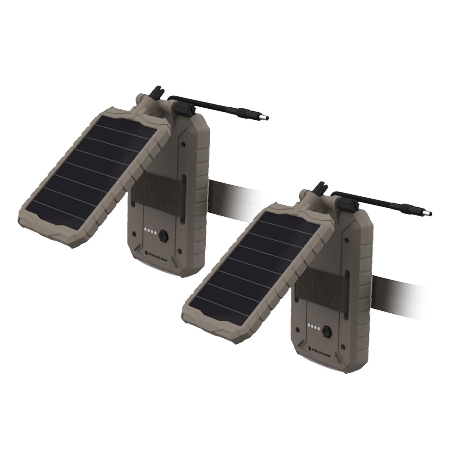 Stealth Cam Sol-Pak 3000mAh solar panel powering trail cameras remotely.