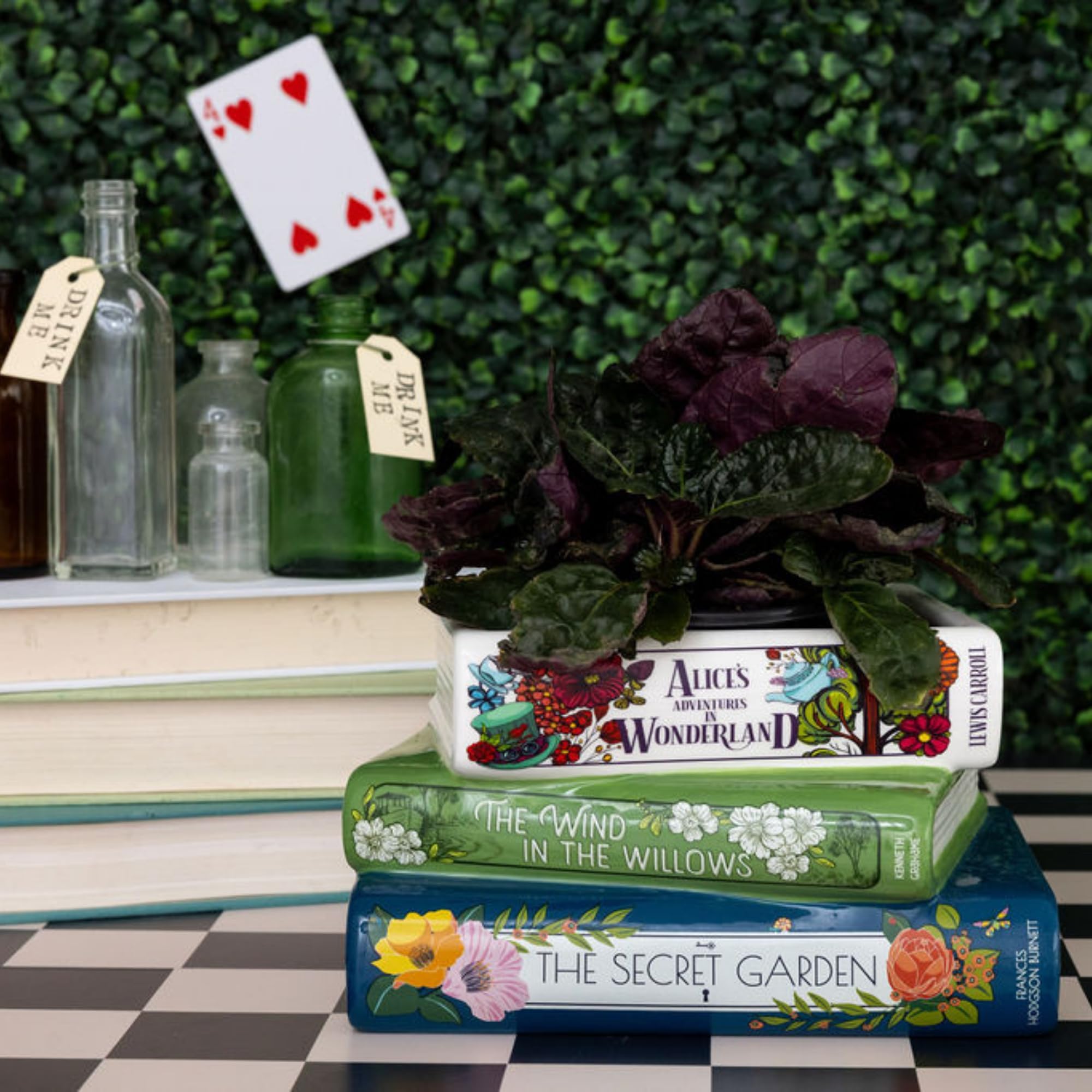 Steel Mill & Co book planter compact desktop size fits shelves.