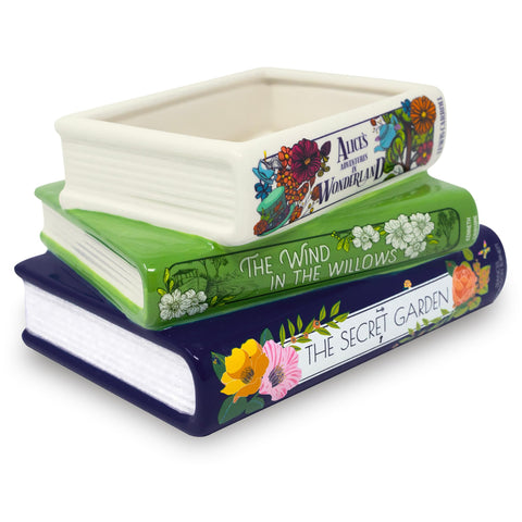 Steel Mill & Co book planter featuring Wind in the Willows spine on a desk.