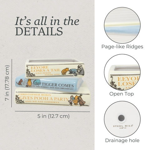 Wrap-around spine detail adds authentic bookish charm
