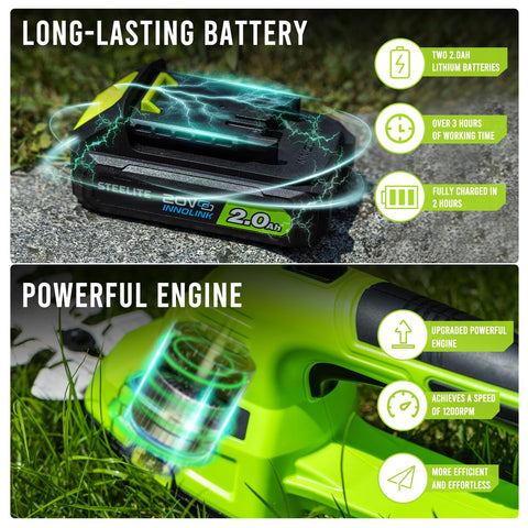 STEELITE 2.0Ah battery provides extended runtime