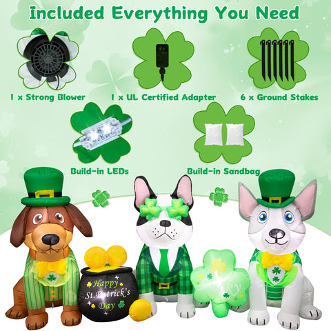 Stegosaurus shamrock and gold pot accent adds festive vibe