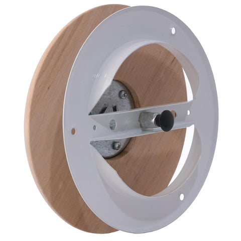 Steinberg14 wooden vent cover round-ceiling-wall view underscores universal compatibility with HVAC setups.