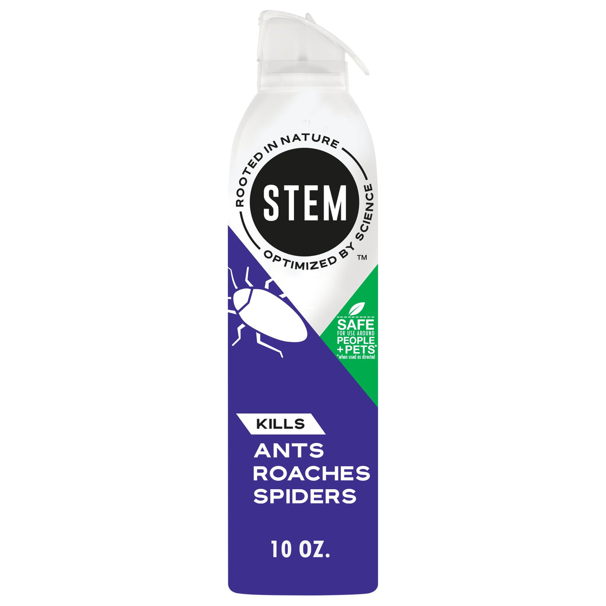 STEM botanical bug spray bottle kills ants, roaches, and spiders for indoor use.