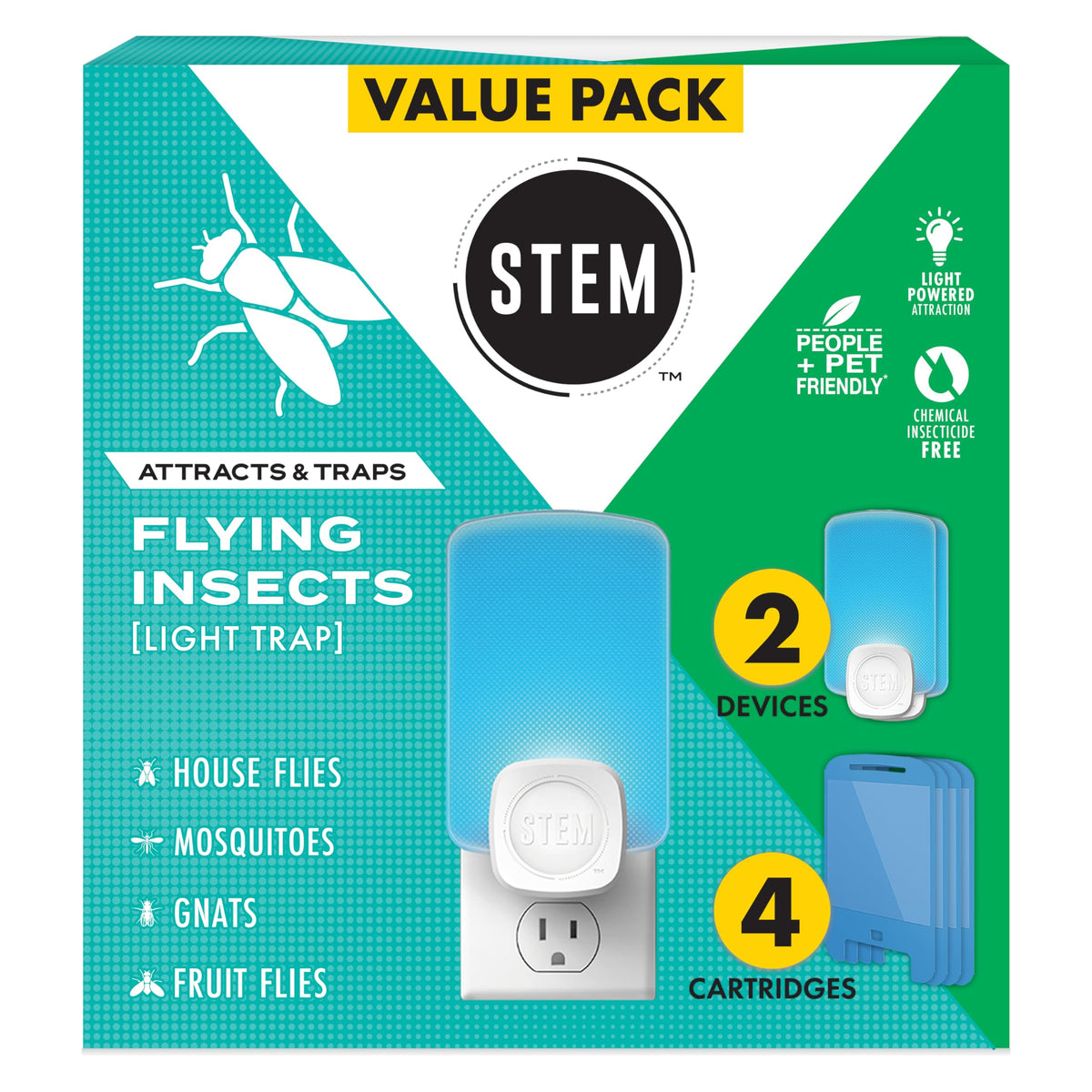 STEM Flying Insect Trap in kitchen captures fruit flies with blue light lure.