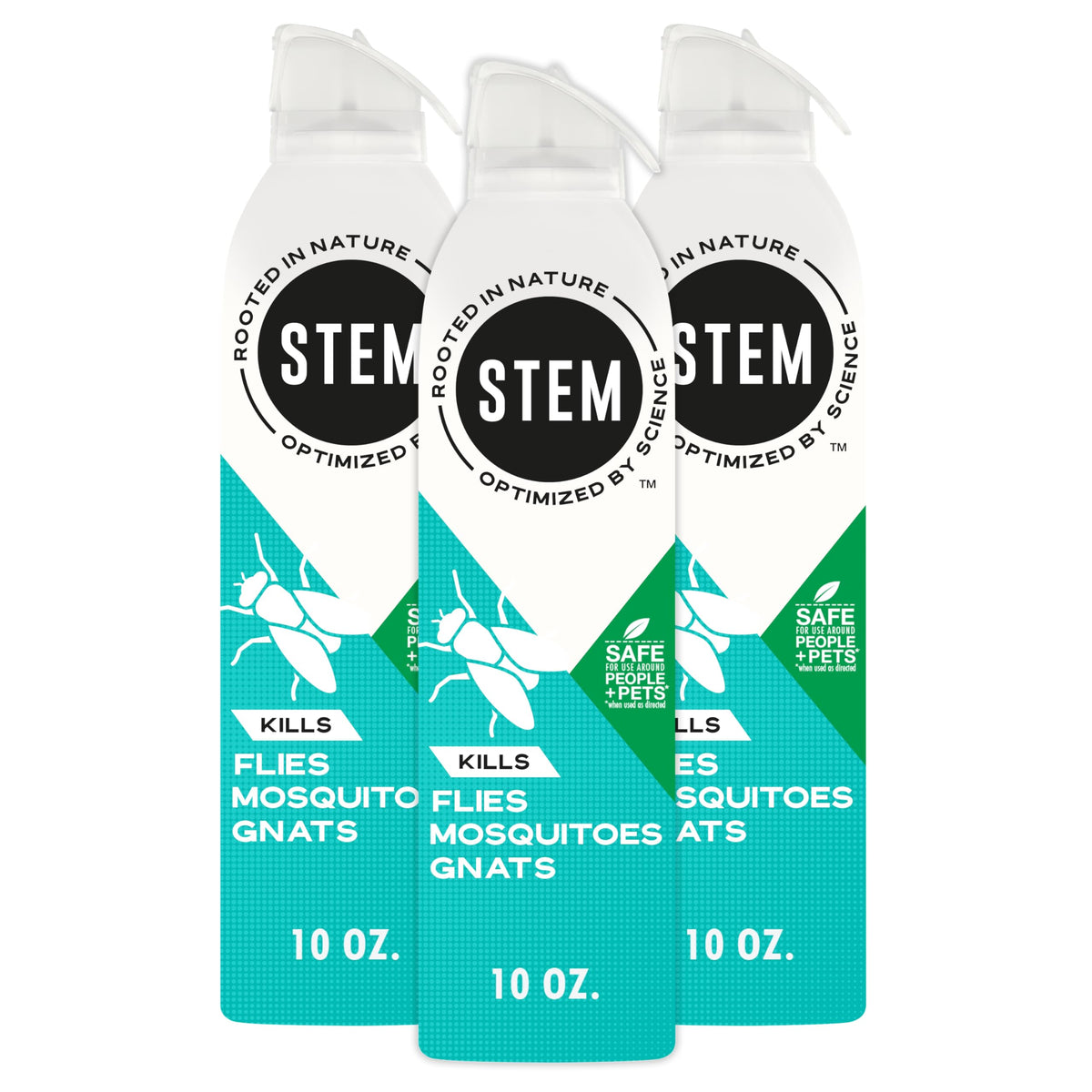 STEM bug spray bottle closeup with plant-based formula for quick bug control