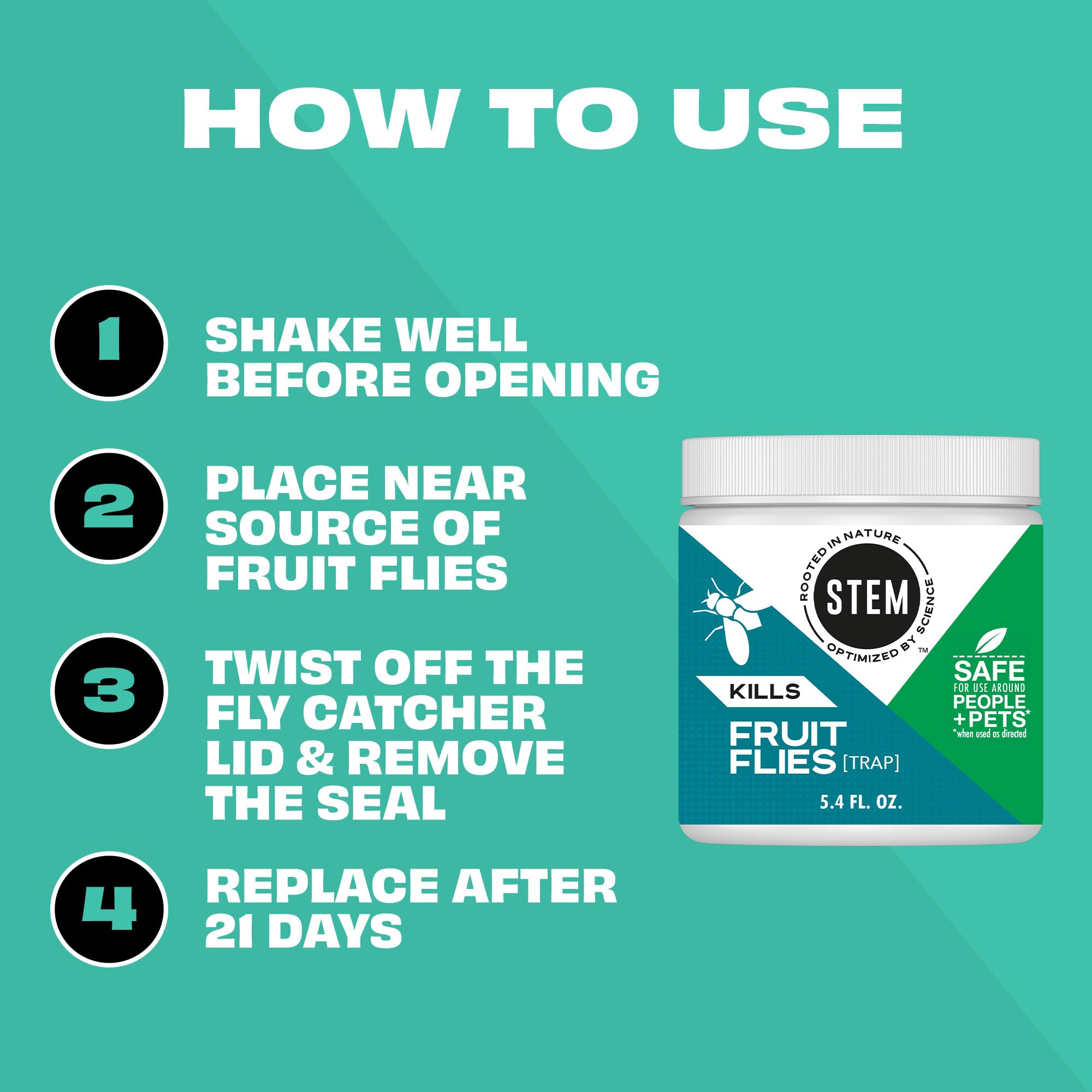 STEM Kills Fruit Fly Trap 21-days-lasting performance keeps flies at bay.