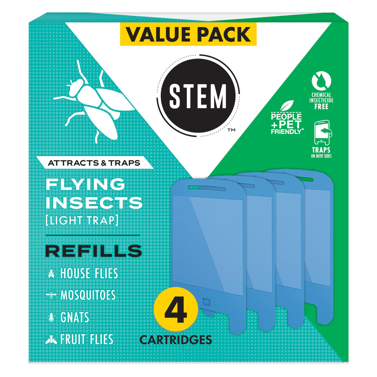 STEM light trap refill cartridge front view for discreet indoor pest control