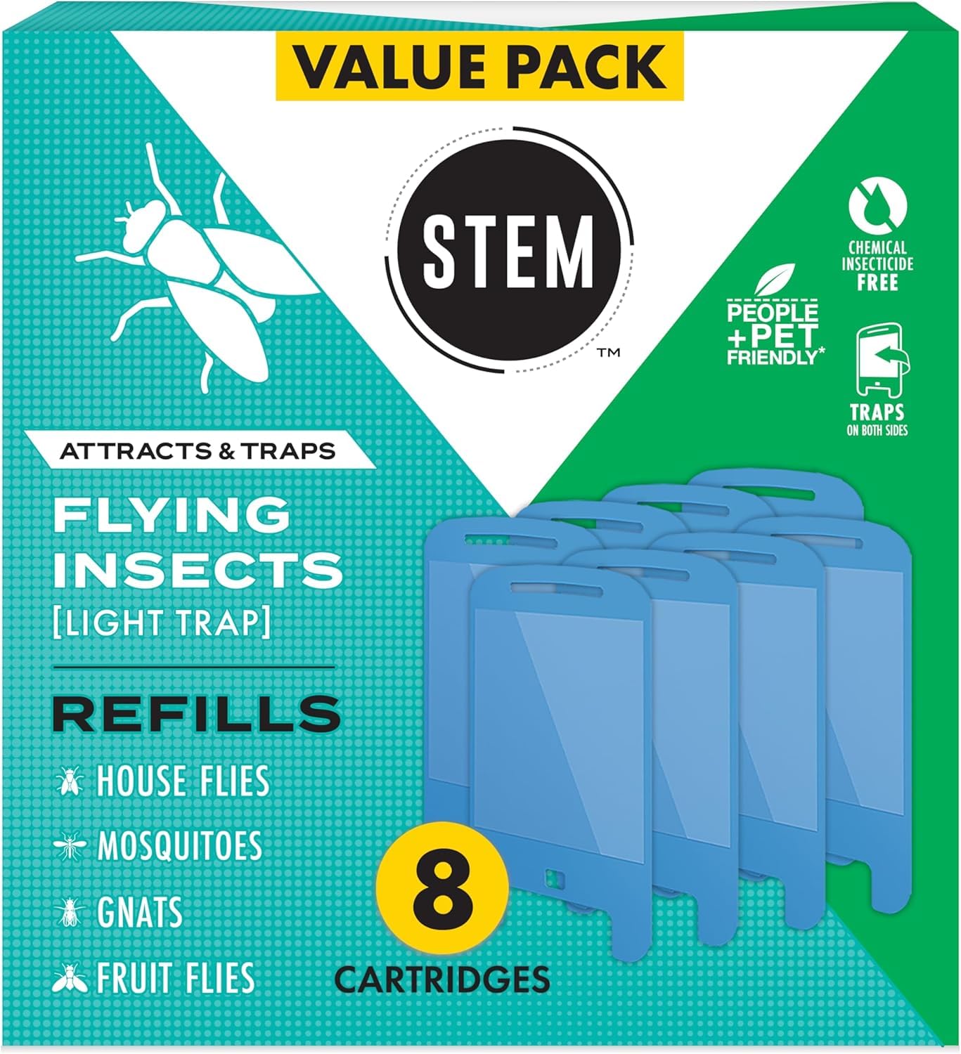 STEM refill cartridge ready to insert into the Light Trap for continuous, insect-free indoor pest control.