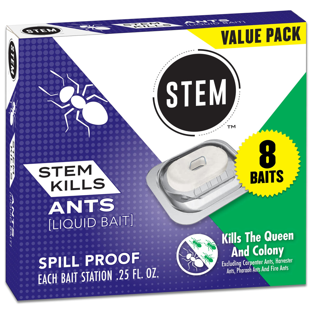 STEM Liquid Ant Bait placed along a baseboard to target indoor ants.