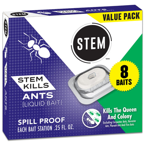 STEM Liquid Ant Bait placed along a baseboard to target indoor ants.