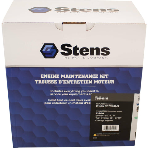 Stens 785-616 box back highlighting compatibility and OEM cross-references