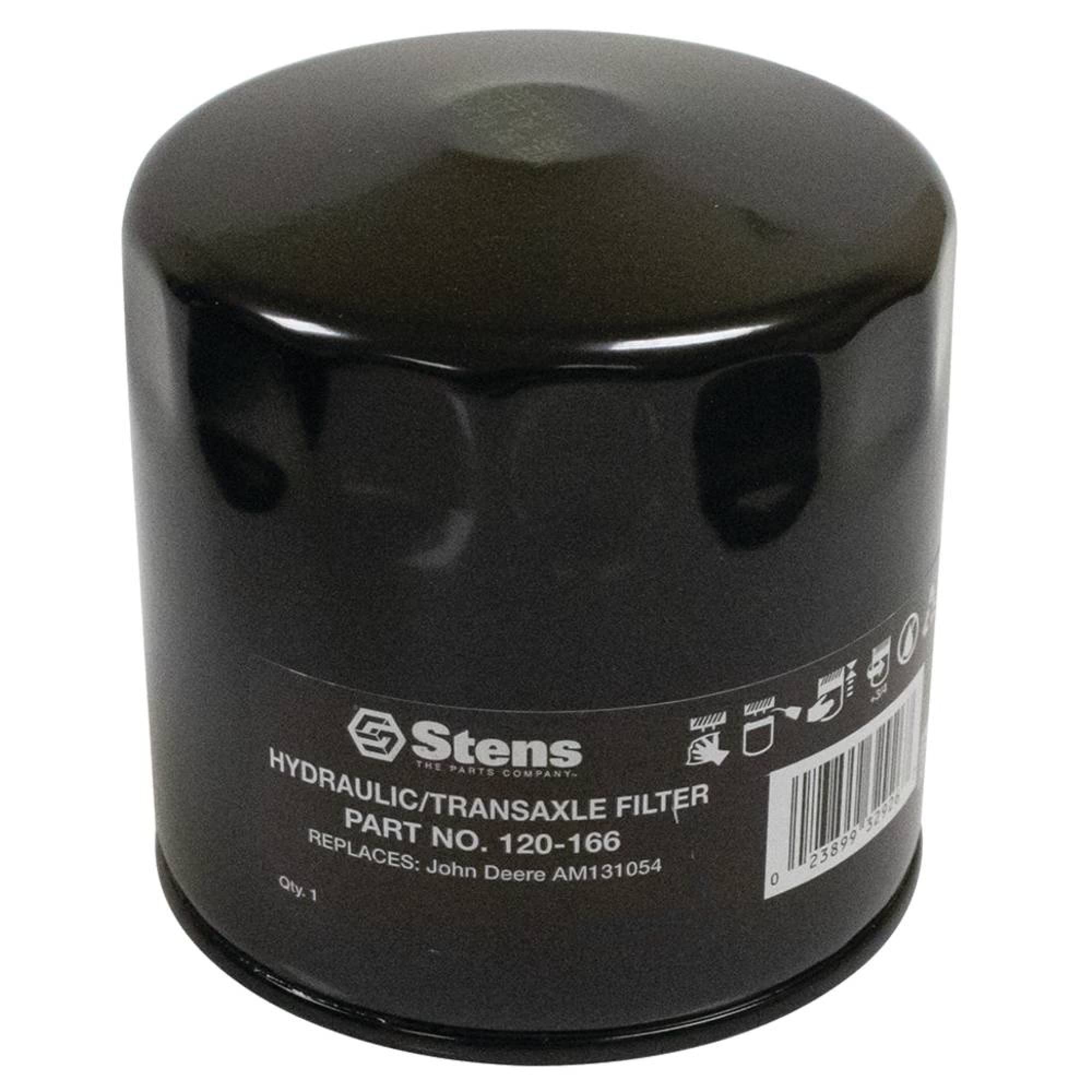 Stens hydraulic oil filter 120-166 close-up showing OEM-compatible body for accurate replacement.