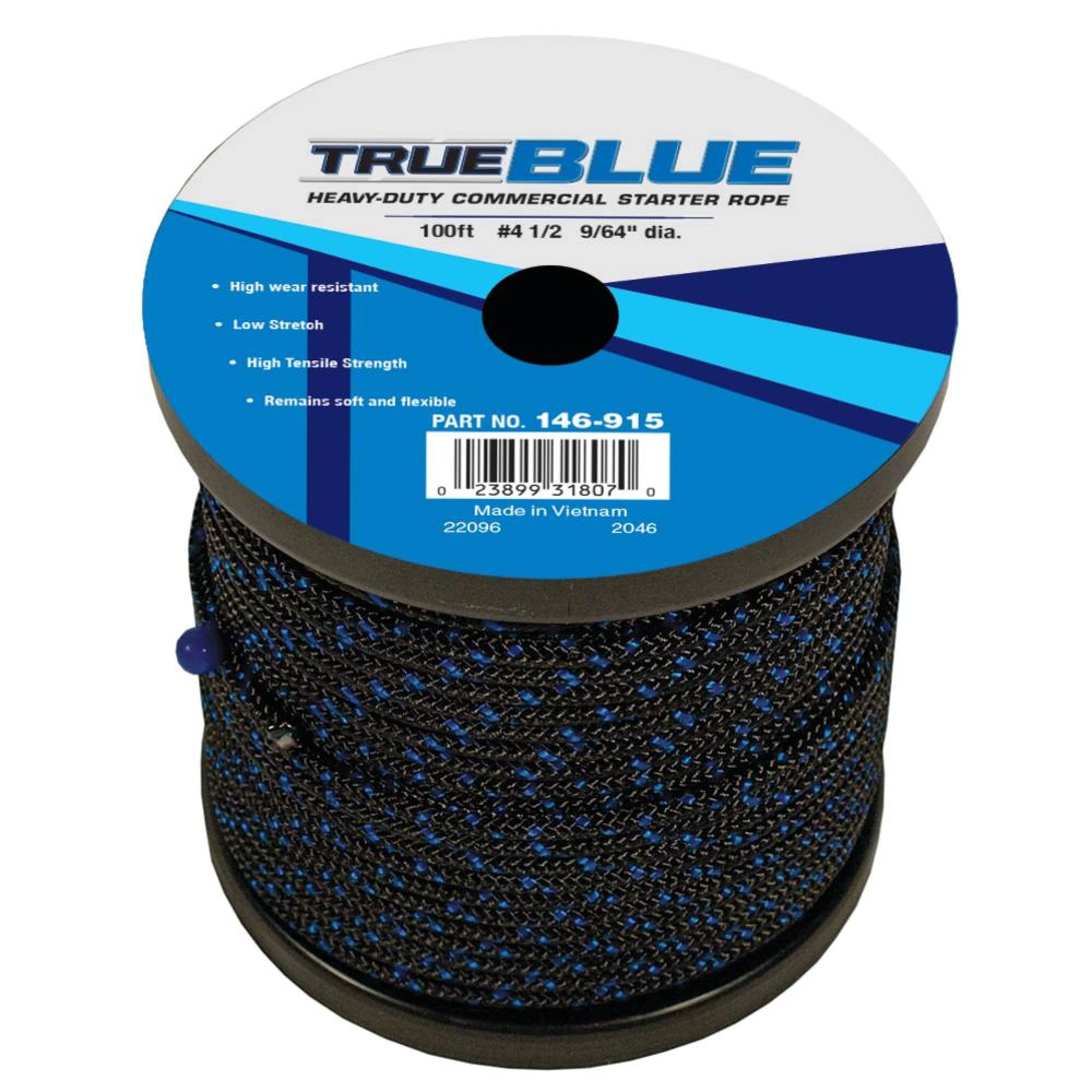 Stens Trueblue 100ft starter rope on branded spool for lawn mower starts.