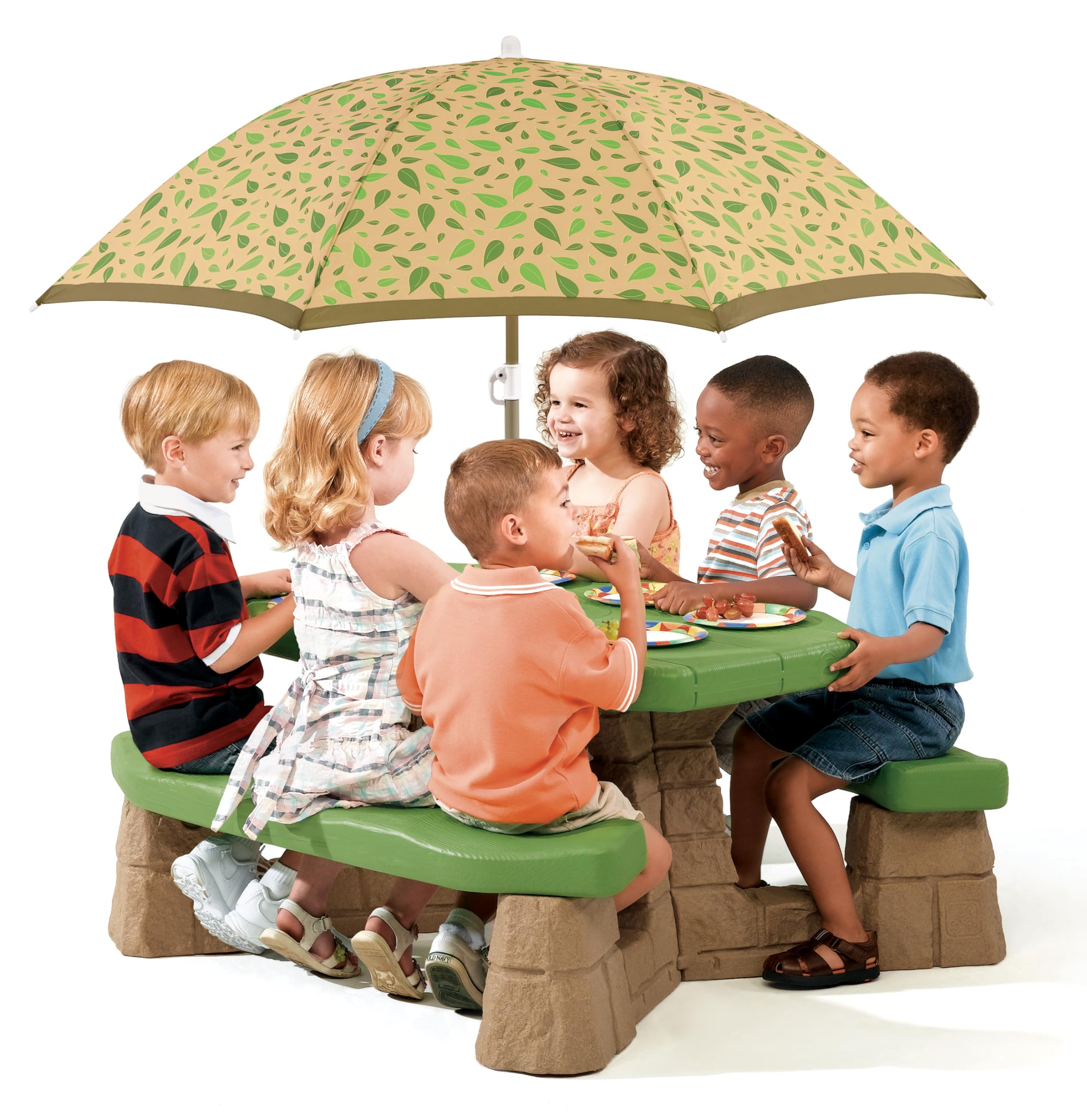 Step2 Naturally Playful picnic table durable plastic highlights lasting color and durability.
