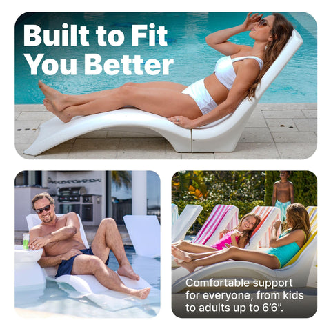 Step2 Vero Pool Lounger includes grooves for pillow, cup, and phone accessories.