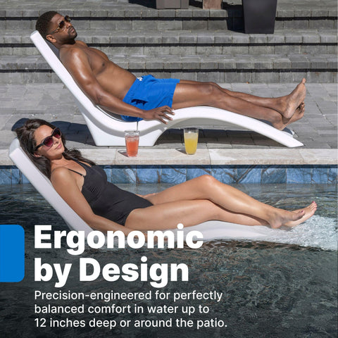 Step2 Vero Pool Lounger ergonomic design supports the body for relaxation.