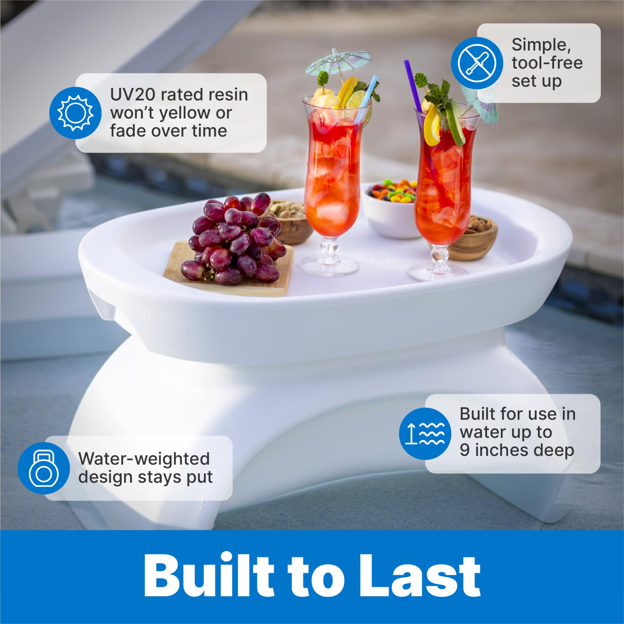 Step2 Vero table with integrated weight system anchors safely in shallow water