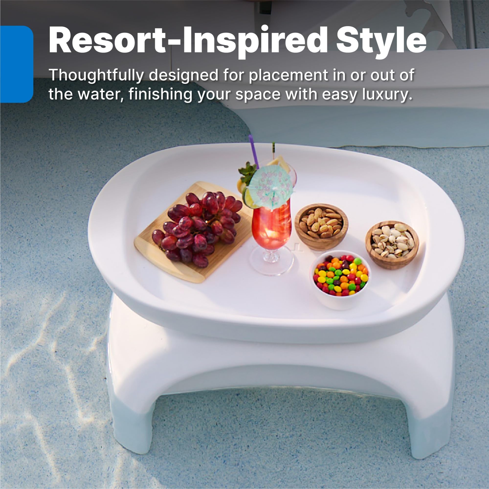 Step2 Vero side table with removable tray enables quick indoor-to-backyard serving