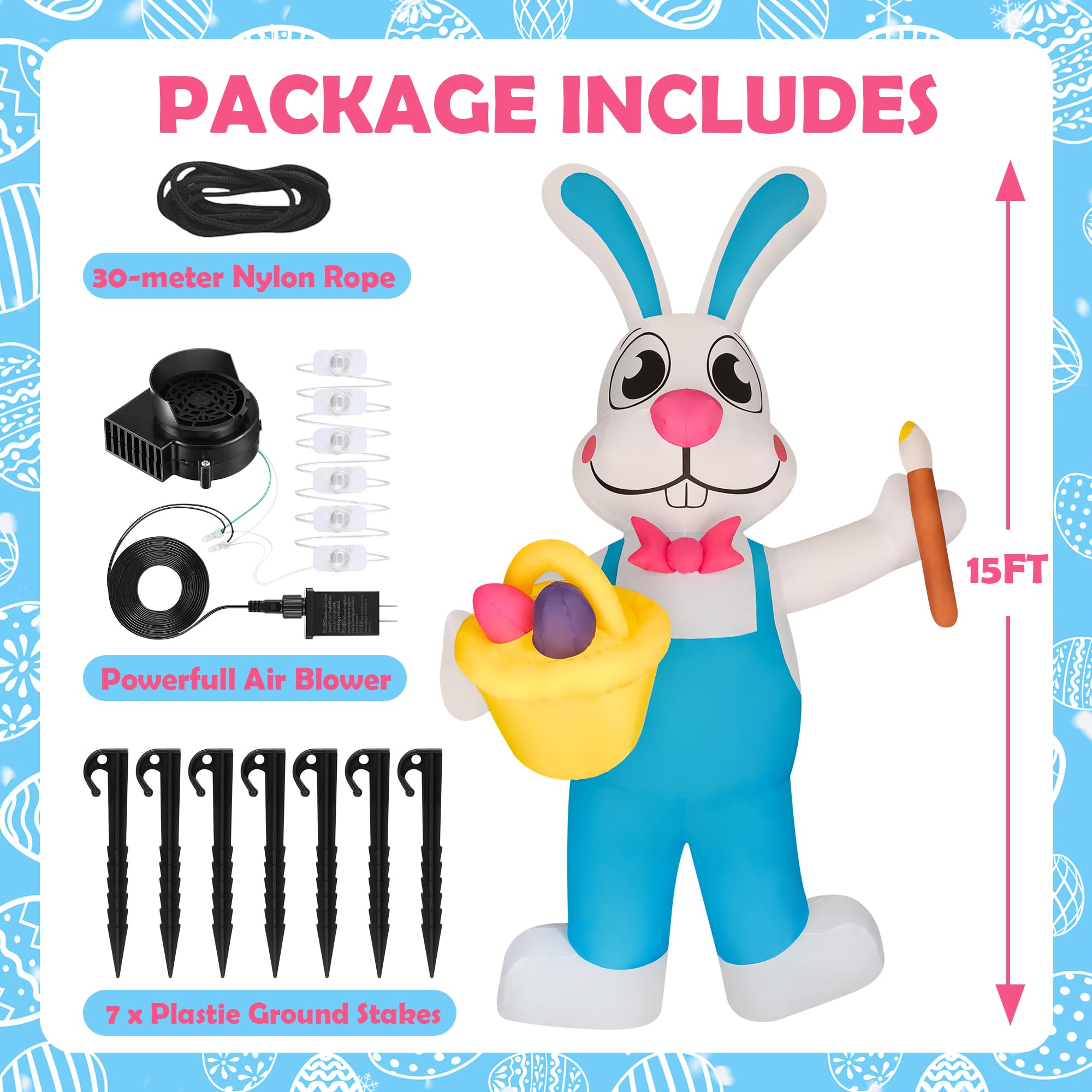 STEPINORLD XOXO Easter bunny glows with built-in LEDs for captivating nighttime displays.