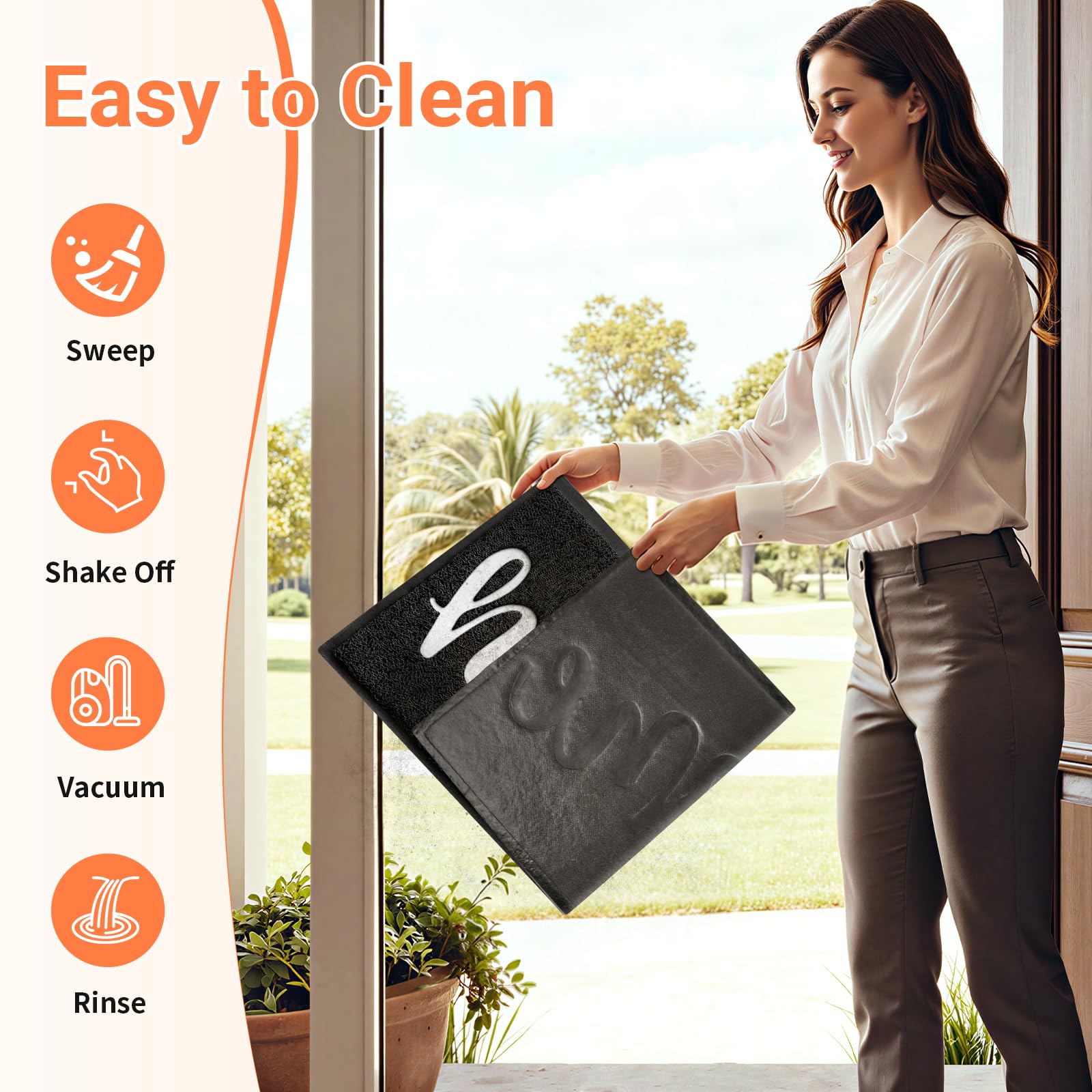 StepLively mat is easy to clean with shaking, sweeping, or rinsing.