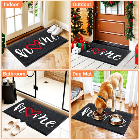 StepLively mat displays embossed home pattern that welcomes guests.