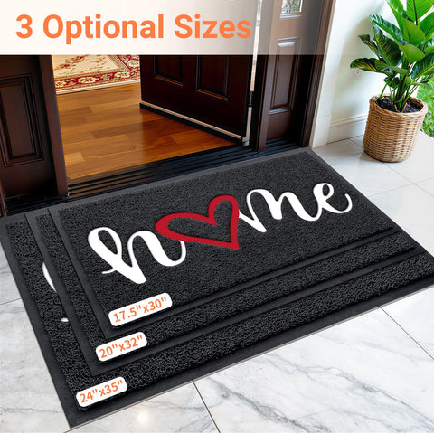 StepLively door mat features a non-slip border to keep floors dry.