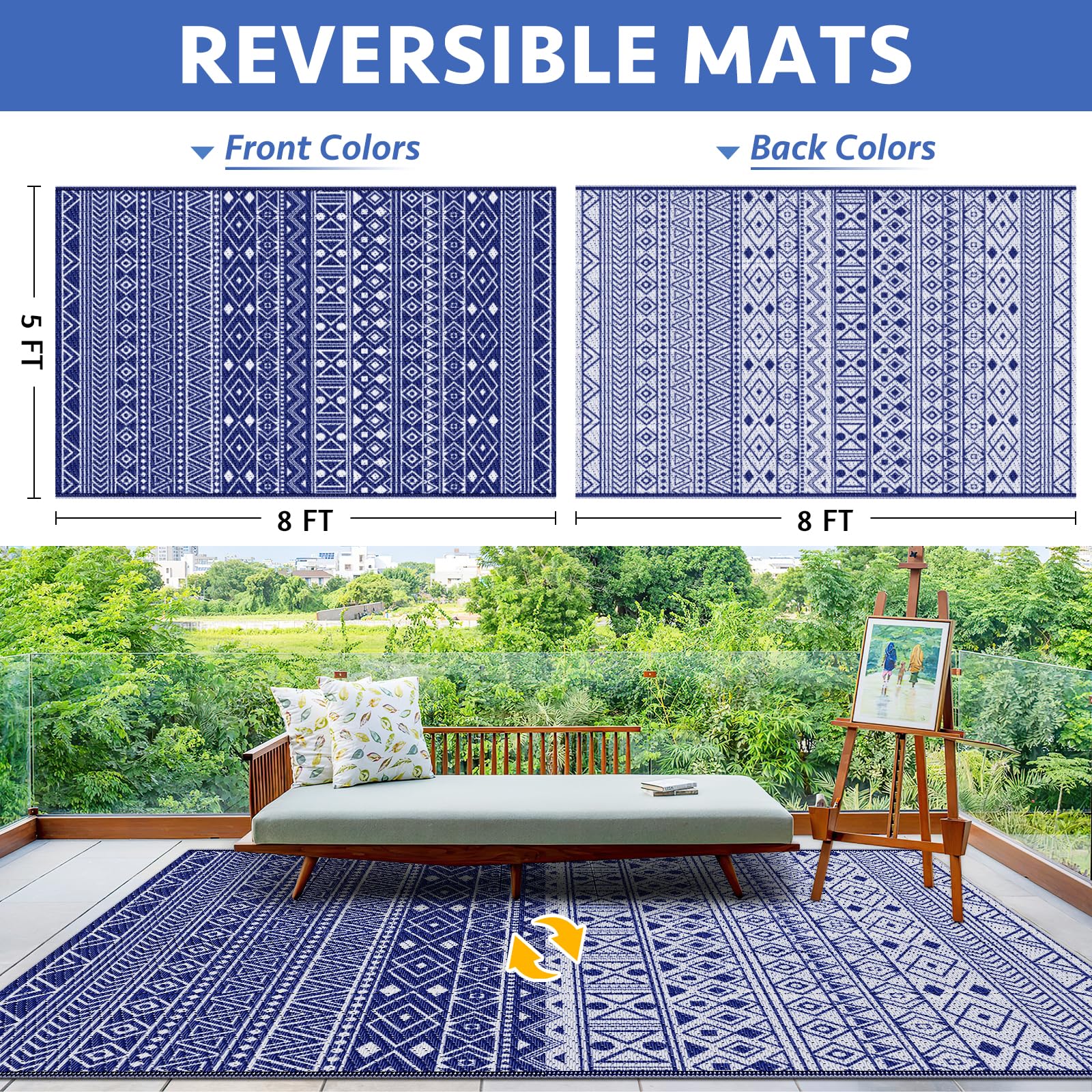 StepLively plastic-straw rug is waterproof, ideal for poolside setups and spills