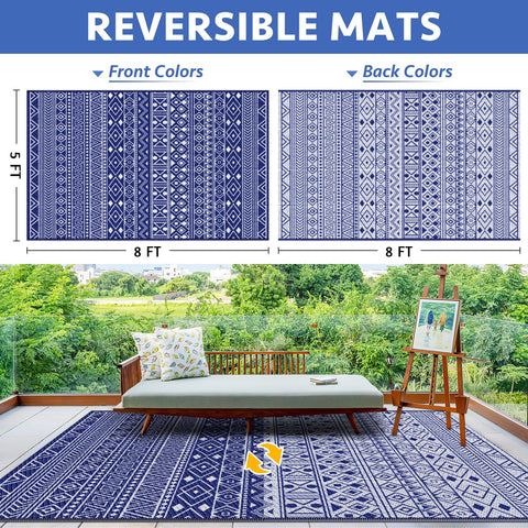 StepLively plastic-straw rug is waterproof, ideal for poolside setups and spills