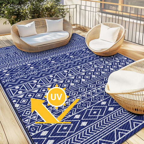 StepLively all-weather rug resists fading for long-lasting porch or balcony appeal