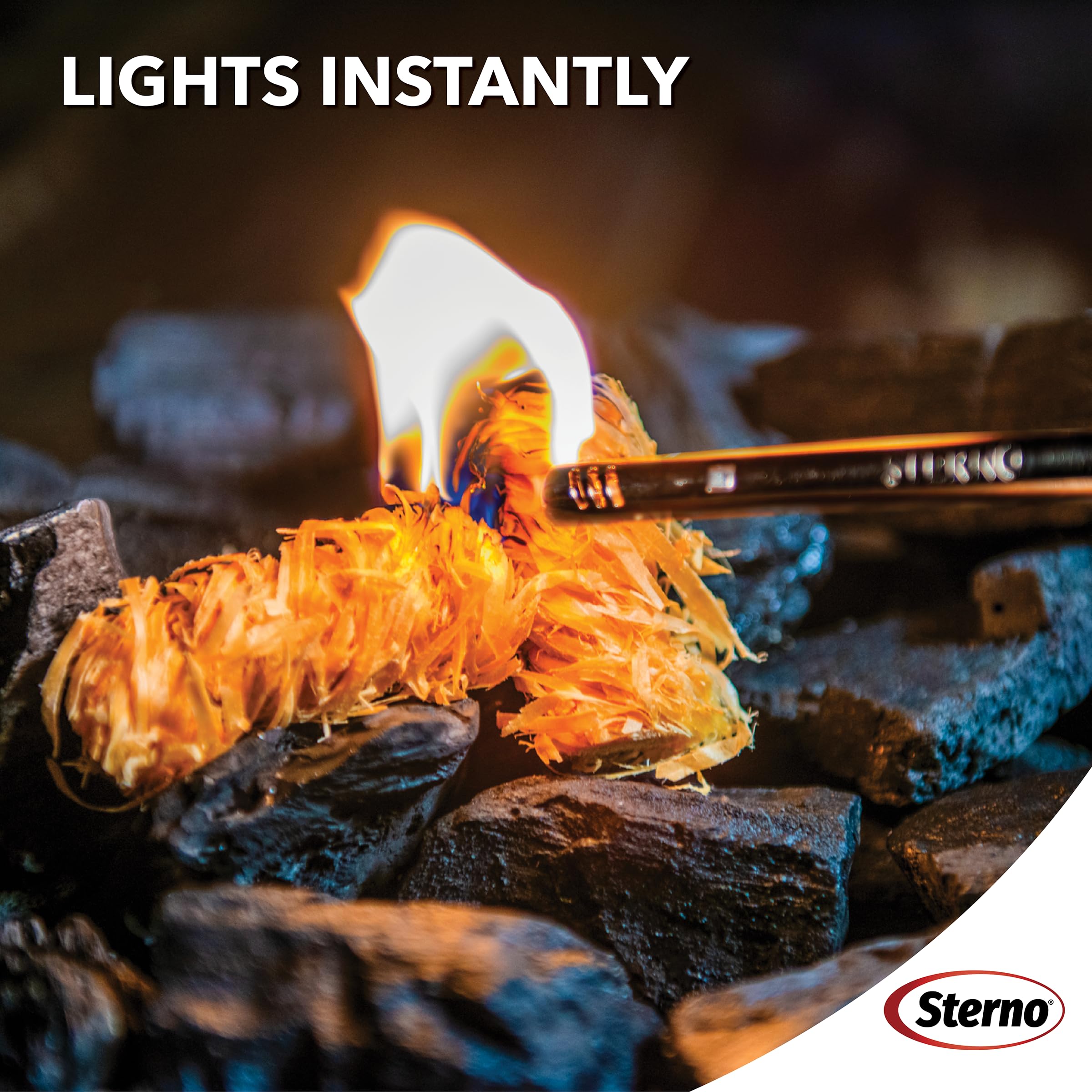 Sterno airflow-boosted tumbleweed design delivering strong, steady flame.