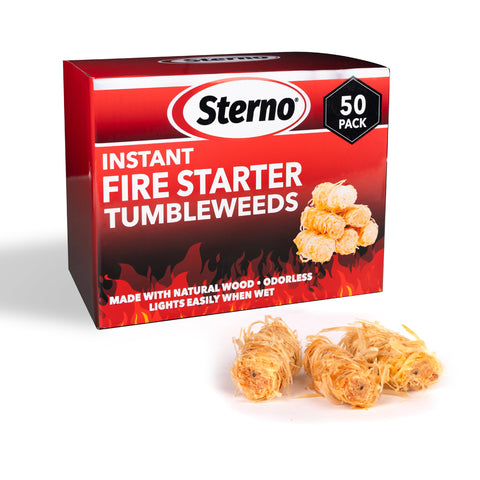 Sterno tumbleweeds 50-count pack ready for fast ignition.