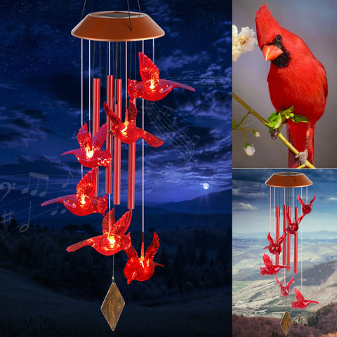 STF Cardinal Wind Chimes outdoor red cardinal for luck and calm in the garden