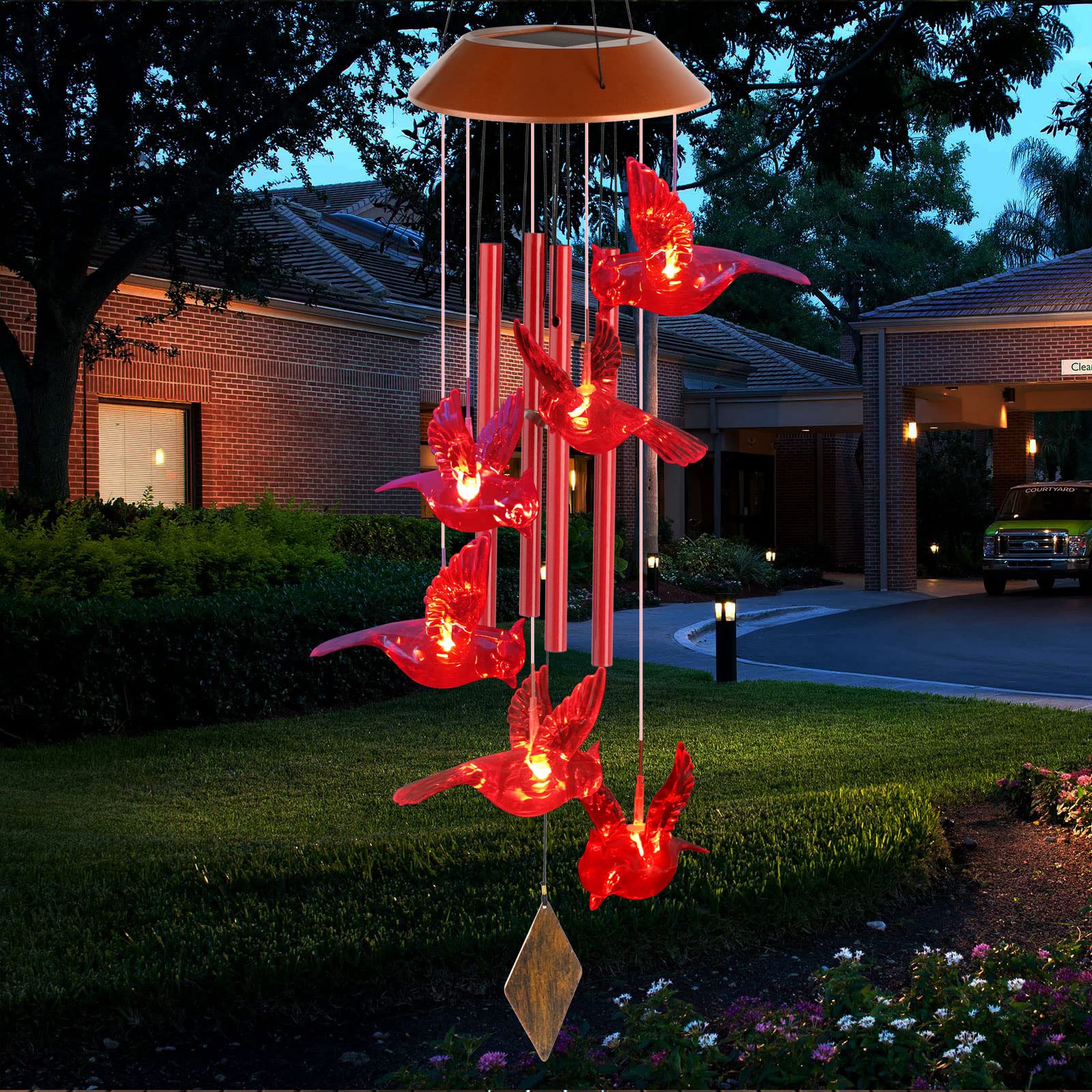 STF colorful LED wind chimes add vibrant ambience to outdoors