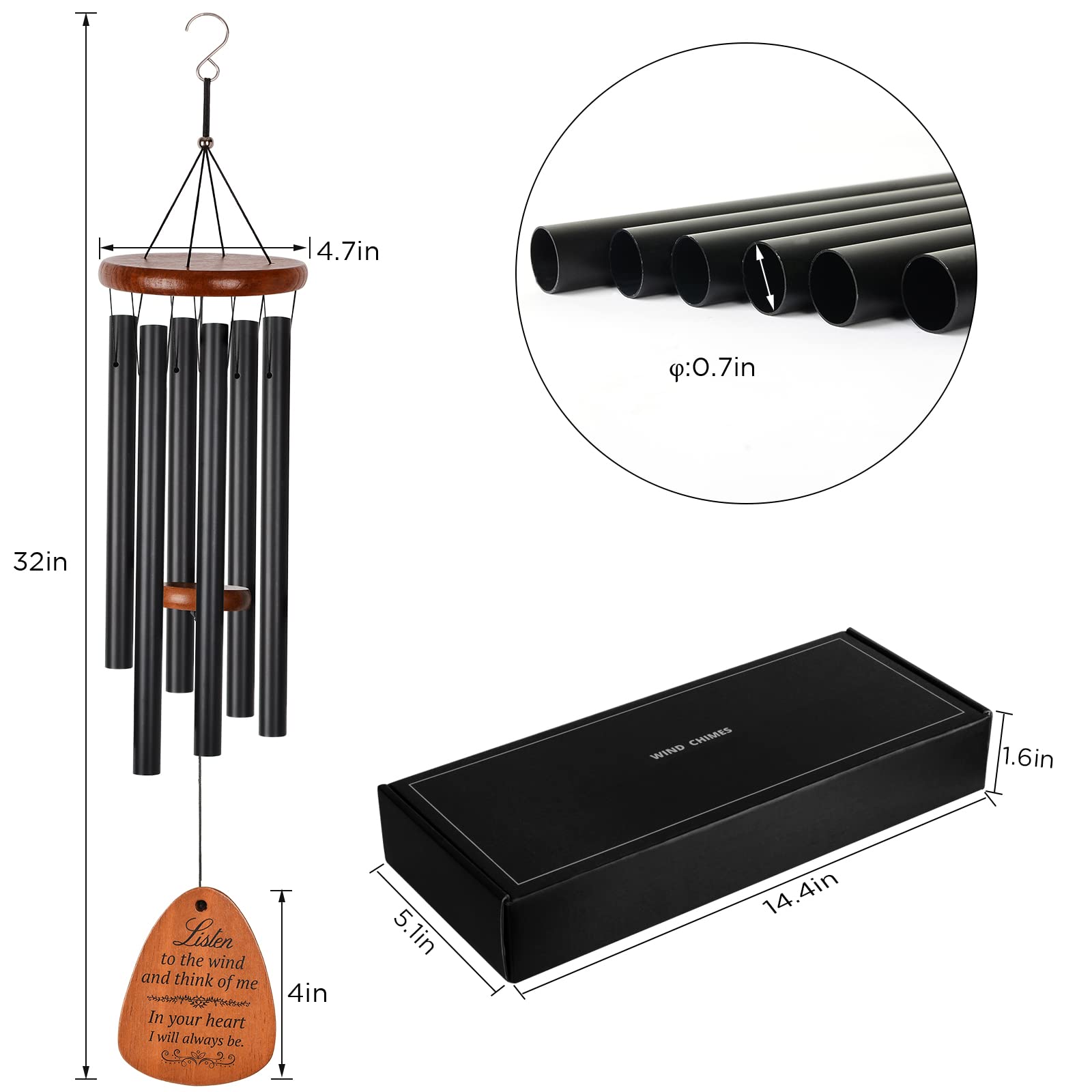 STF ShangTianFeng windchimes with six aluminium tubes create lasting music.