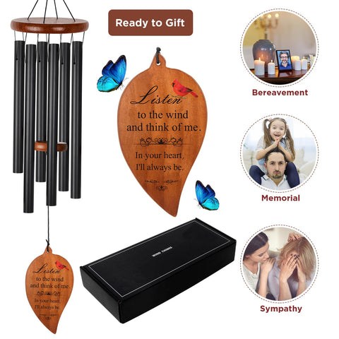STF ShangTianFeng wind chimes provide a calming backdrop for memorial moments outside.