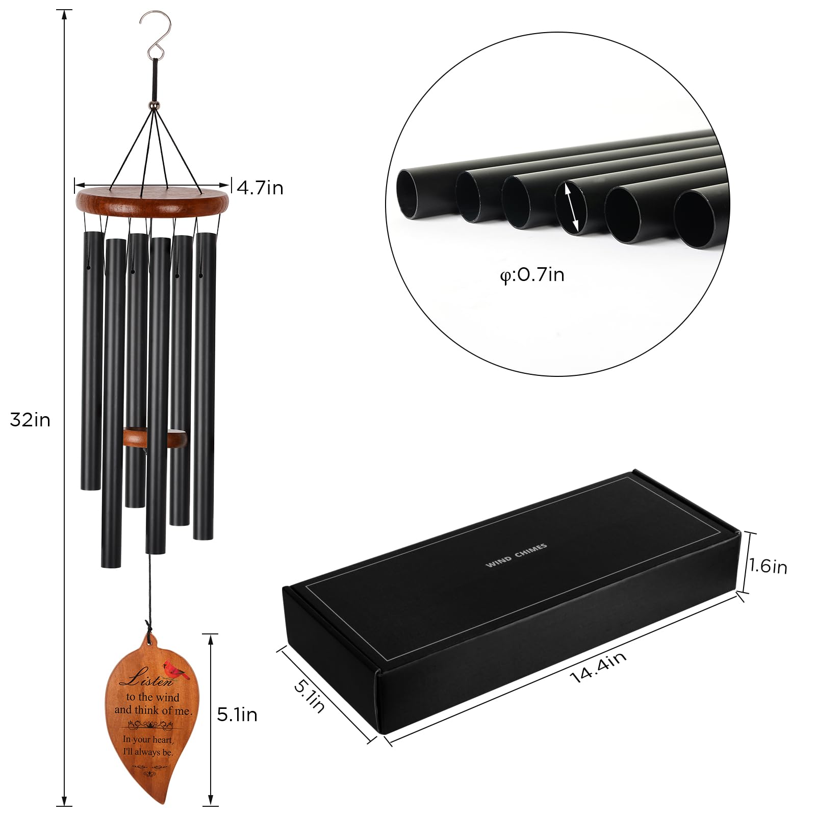 STF ShangTianFeng sympathy wind chimes wood and aluminum highlight elegant garden decor.