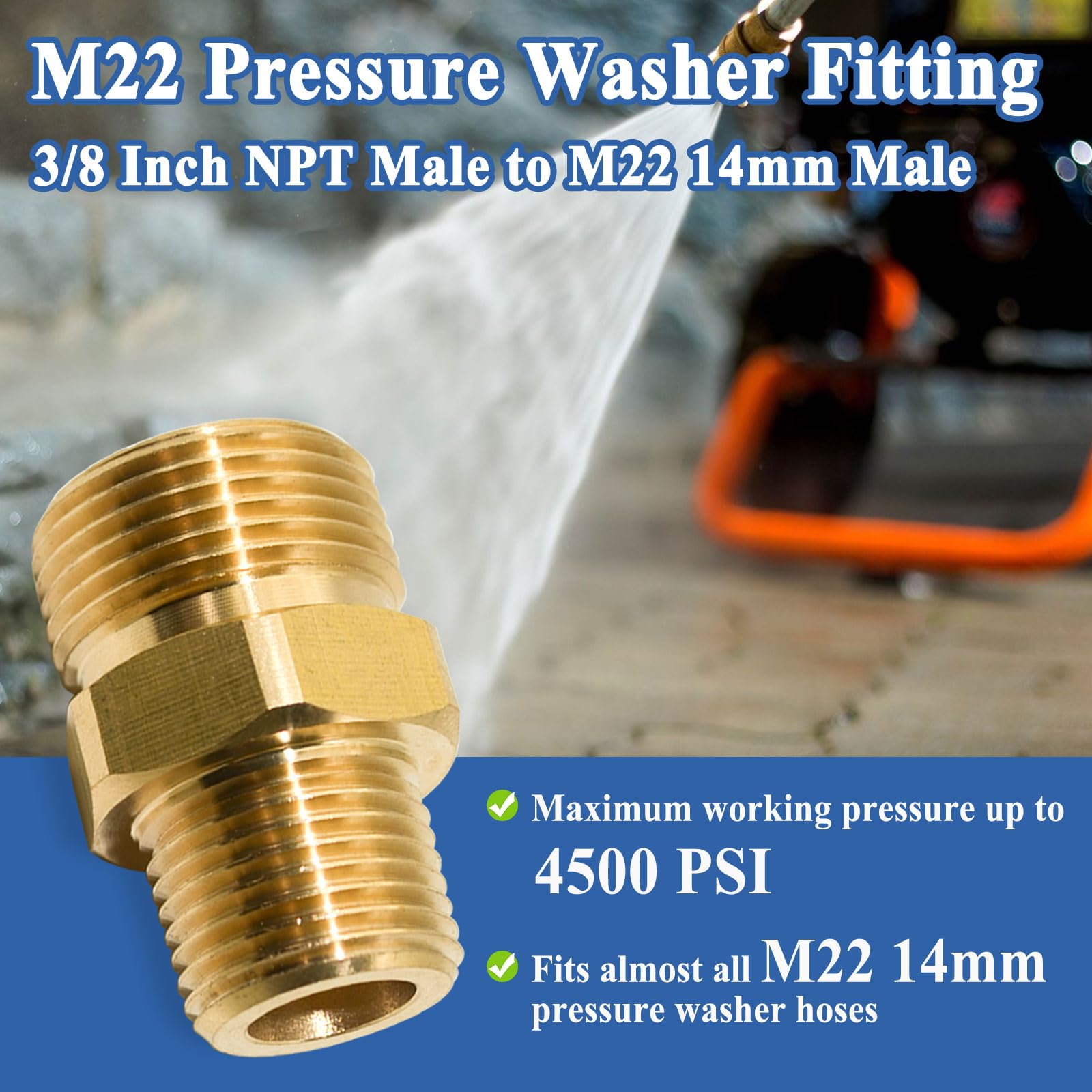 Sthangbig brass pressure washer fittings highlight rust resistance for outdoor use.