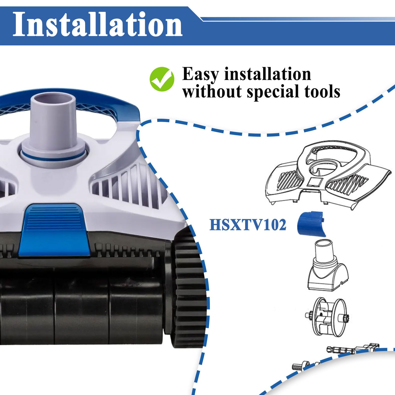 Sthangbig TracVac replacement parts in blue enable quick maintenance