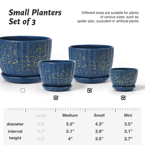 STHIE 5.5-inch blue ceramic pot ideal for herbs and greens.