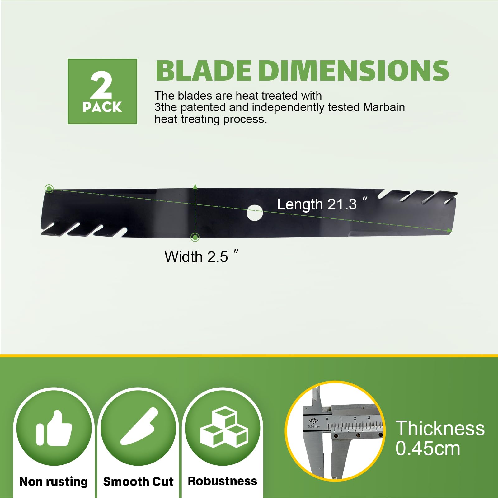 Sthovd blade edge shown for precise, clean mowing results