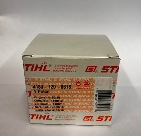 Stihl 0618 OEM carburetor close-up in silver, ready for replacement.