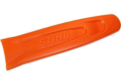Stihl 14inch bar scabbard keeps bars secure during transport with high visibility orange.