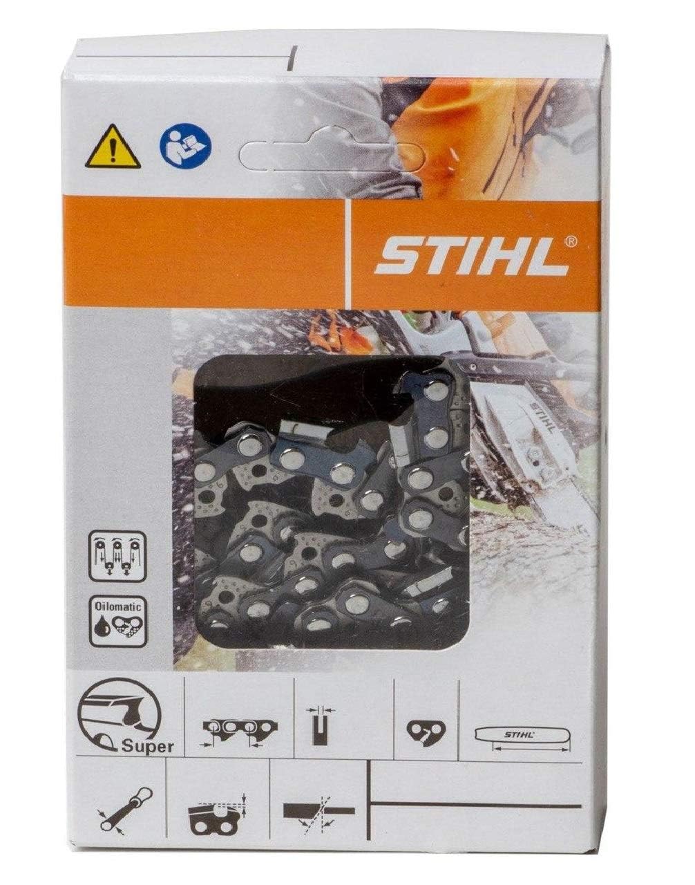 Stihl 3610 005 0055 chain close-up showing 0.043 inch gauge for clean cuts