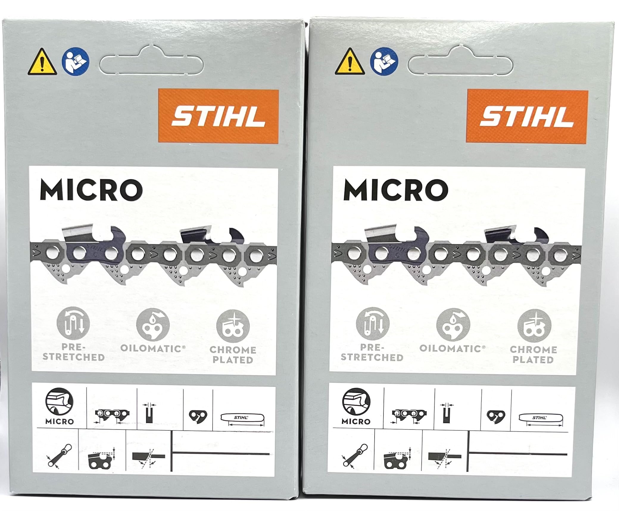 Stihl 3610-005-0055 pack of 2 chainsaw chains for reliable replacement.