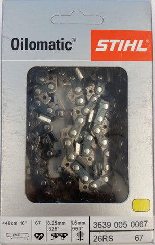 Stihl 3639-005-0067 full chisel saw chain in 16 inch size for fast cuts