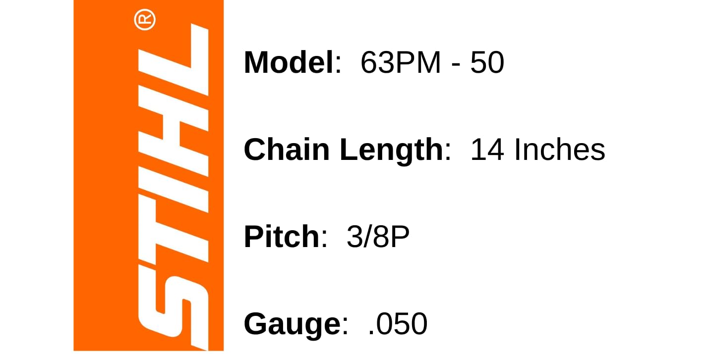 Stihl 63PM50 3/8-inch pitch enhances fast, precise cuts.