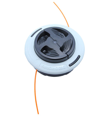 Stihl AutoCut C26-2 trimmer head line-feed action improves mowing efficiency.
